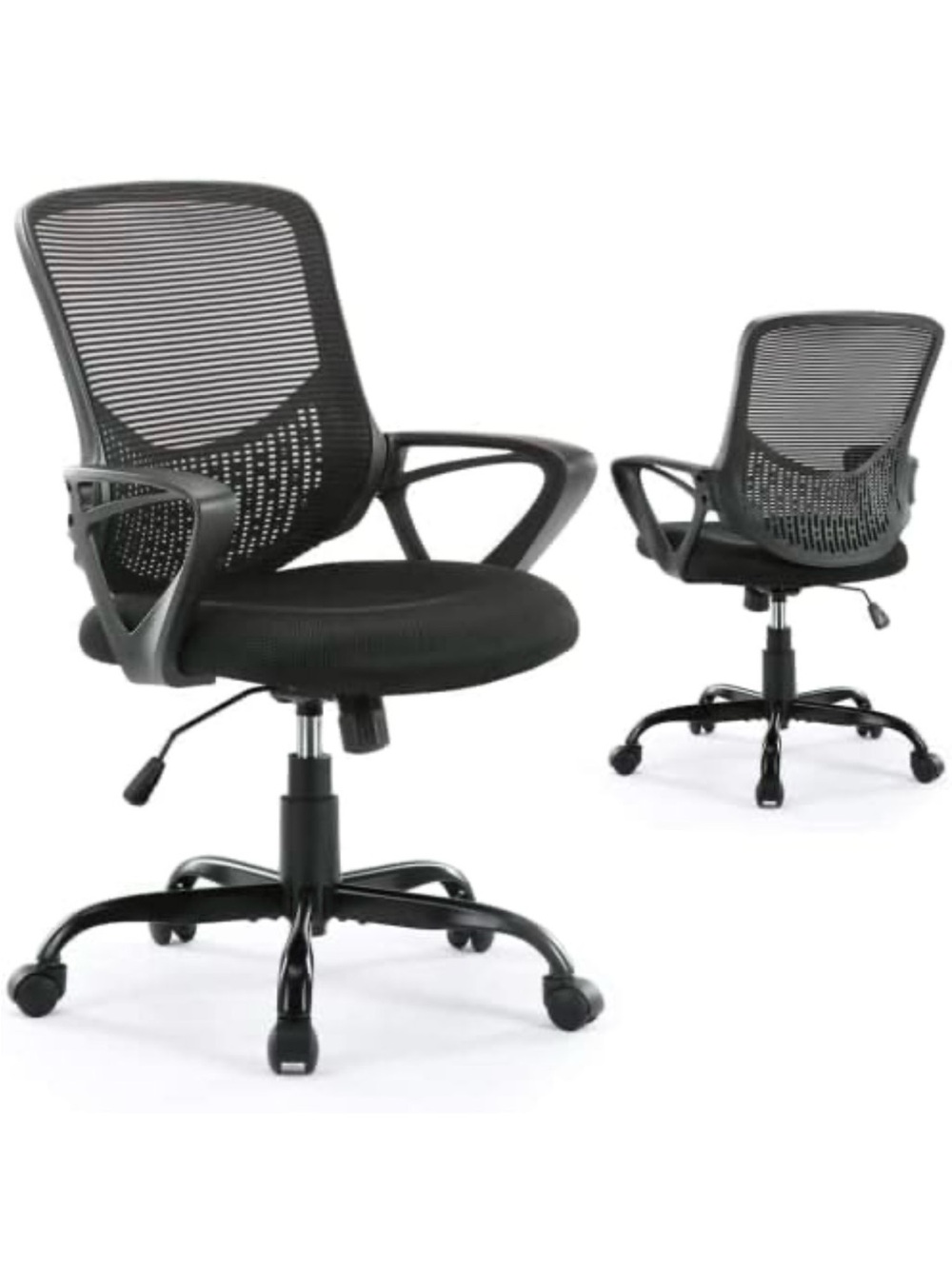 Ergonomic Black Mesh Mid-Back Office Chair with Armrests